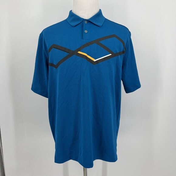 Nike Golf Dri-Fit Mens Polo Shirt Blue W/ Graphic Design Size Large - Picture 2 of 8